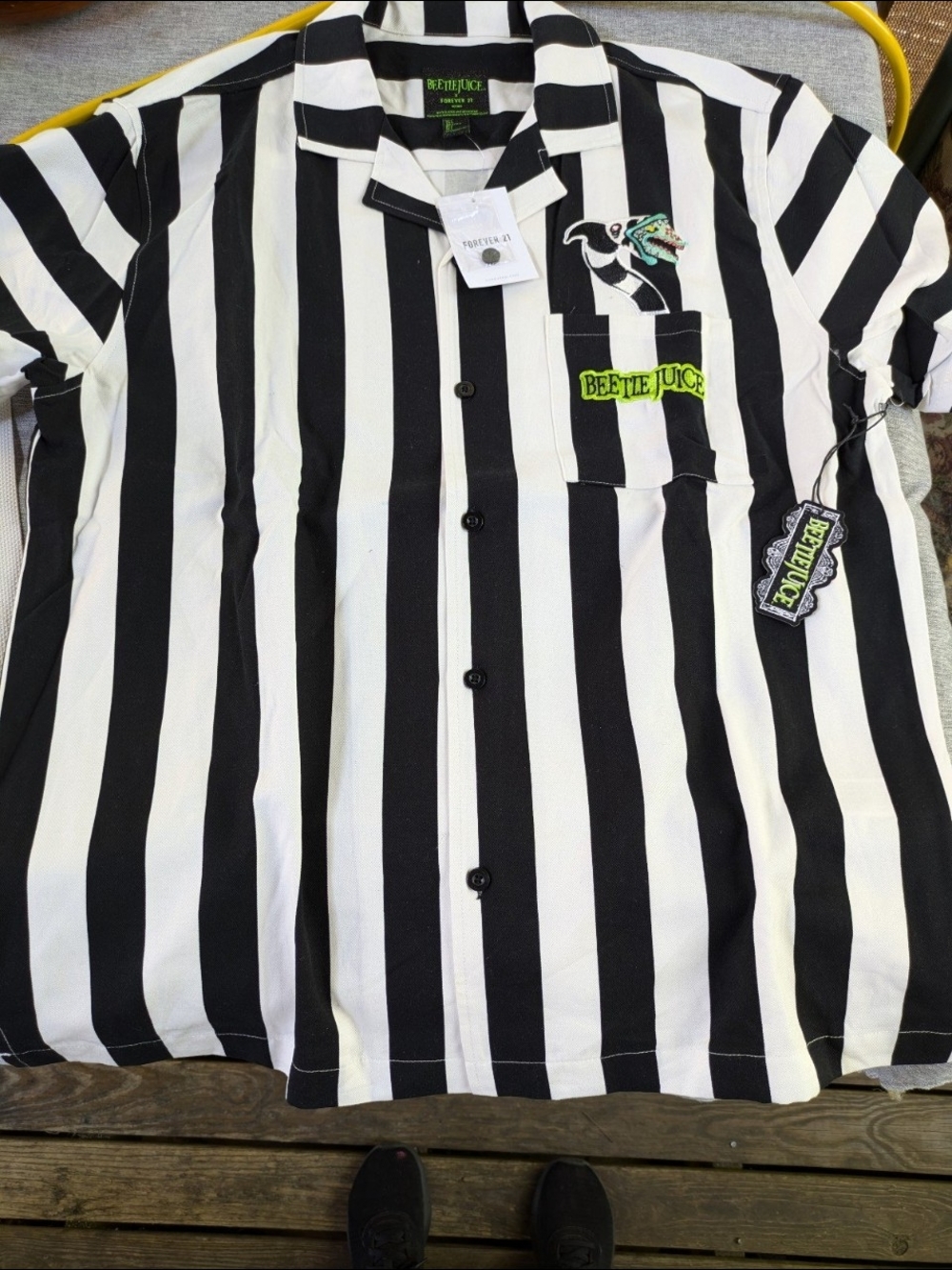 Beetlejuice Beetlejuice Embroidered Striped Shirt